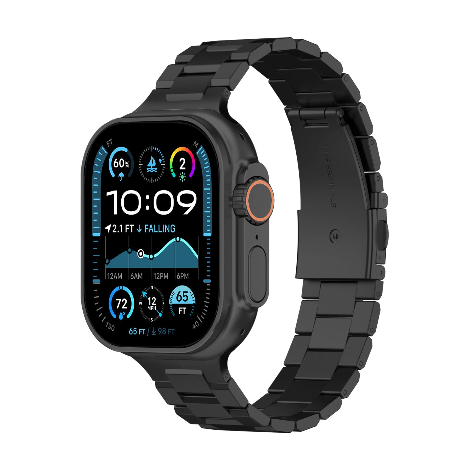 ARTCHE Watch Strap for Apple Watch Straps 49mm 46mm 45mm 44mm, Classic Stainless Steel Edge-cut Straps Compatible with iwatch Strap Ultra3/Ultra2/Ultra Series 11/10/9/8/7/SE3/SE2/SE/6/5/4, Black