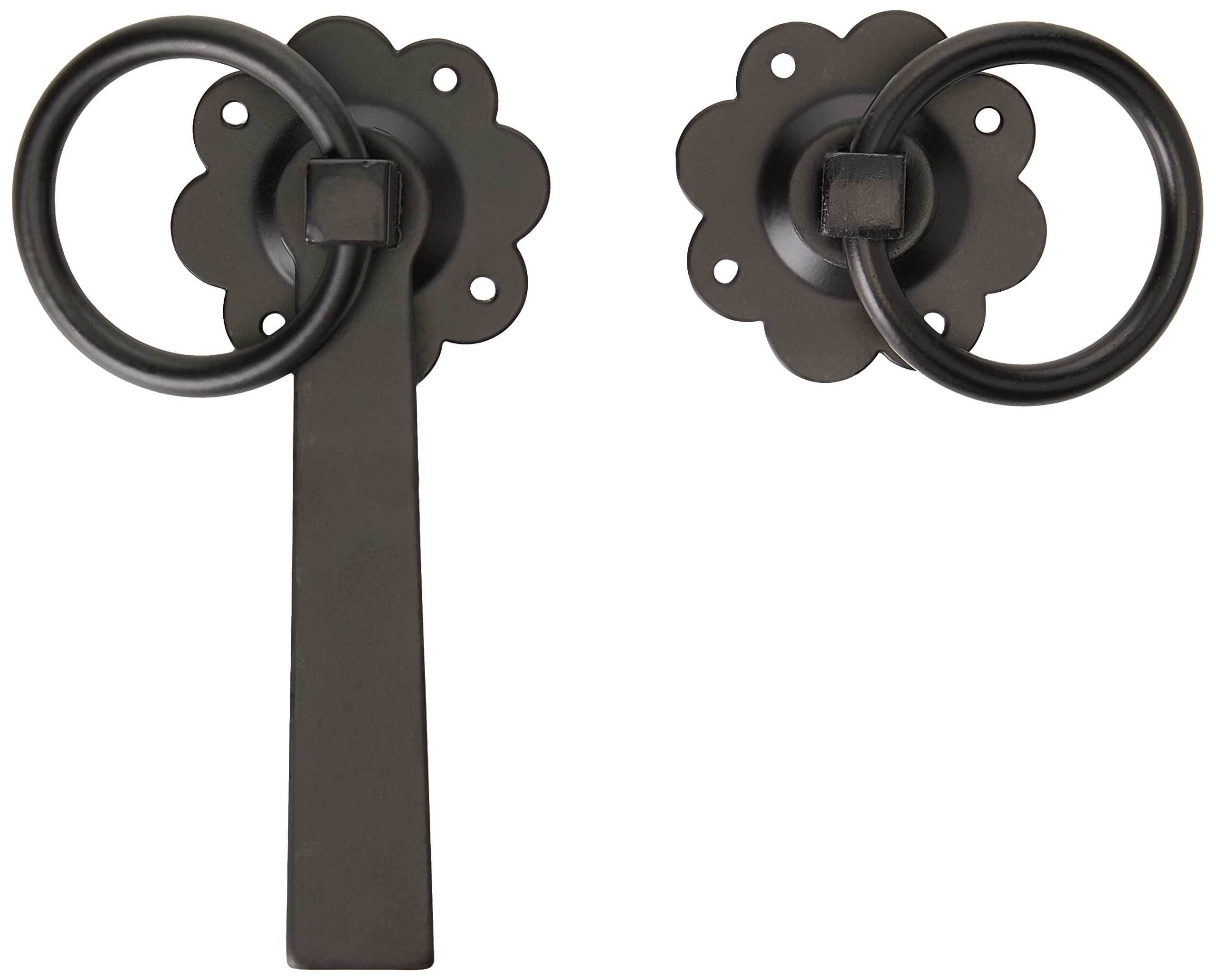 Merriway BH01807 Gate Door Latch Smooth Ring, 150mm (6 inch) -Black Japanned