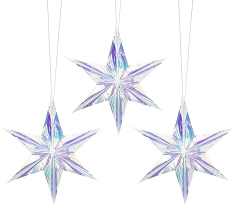 Nicrolandee Iridescent Home Ornaments Holographic Star Twinkle