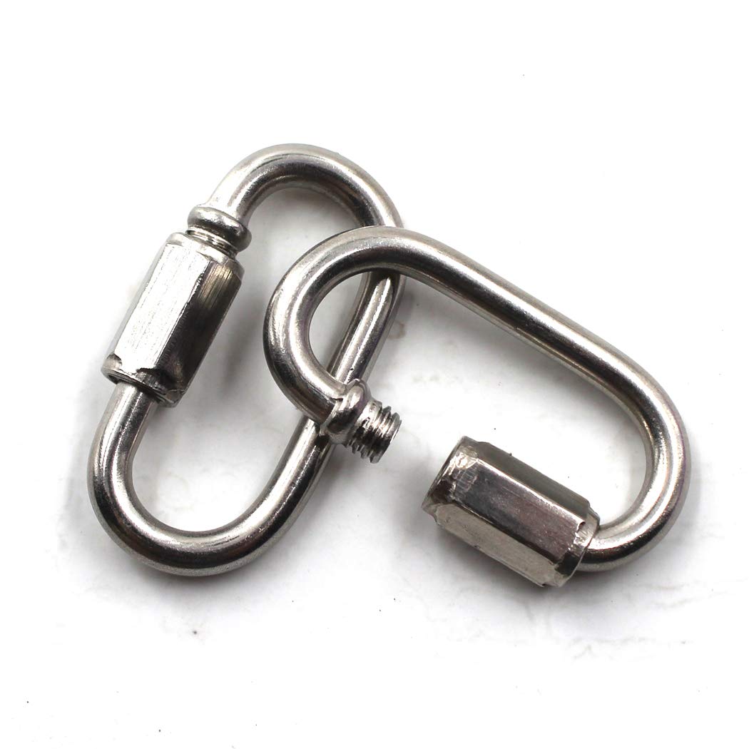 M10 Lock Quick Link Chain Connector 304 Stainless Steel Screw Lock Carabiner Pack Of 2