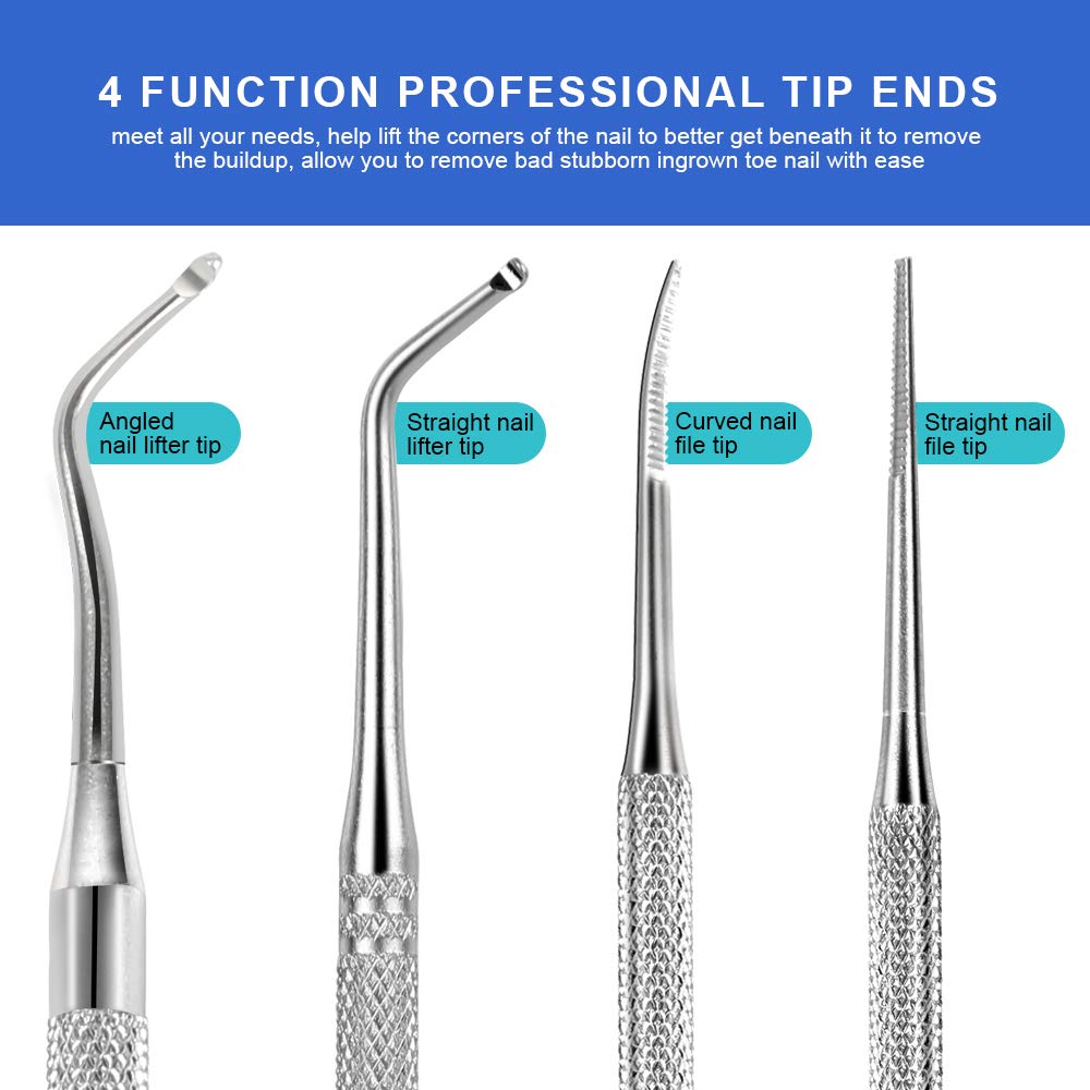 3pcs Ingrown Toenail File And Lifters, [ Upgraded ] Teenitor Professional Surgical Safe Nail Treatment Pedicure Tool Kit Under Nail Cleaner Tools Pain Relief: Beauty