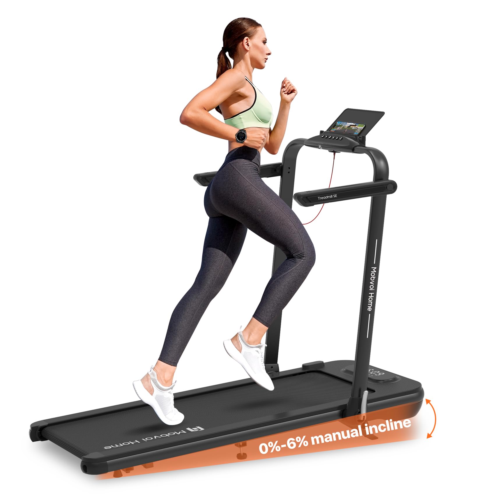 Mobvoi Home Treadmill SE Incline Smart AI 3 in 1 Folding Walking Pad Under Desk Running Machine 2.5 HP Compact Portable Remote Control TicSports APP Easy to Store for Home Office 120 KG 12 KMH