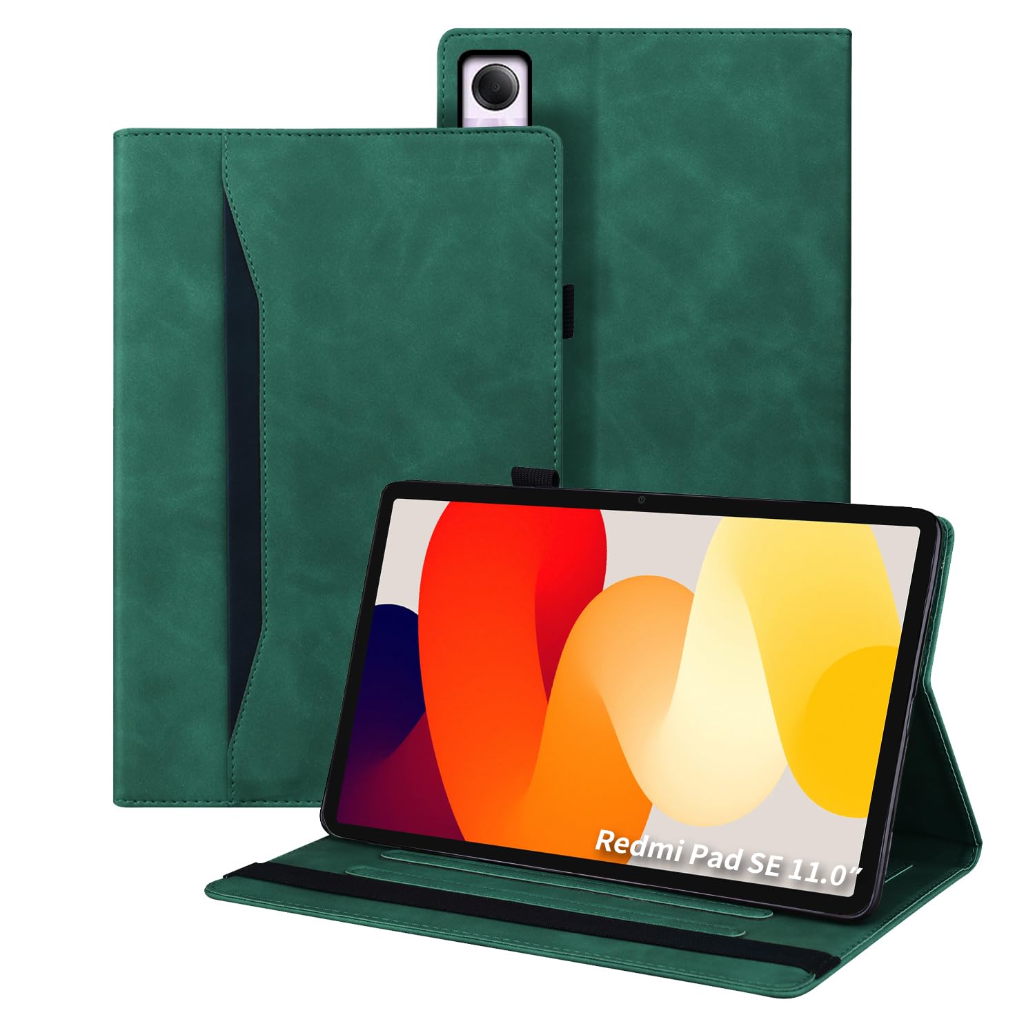 Auslbin Case Compatible with Xiaomi Redmi Pad SE 11" 2023, Pu Leather Tablet Cover suitable for Xiaomi Redmi Pad SE, Classic Leather Style, Green