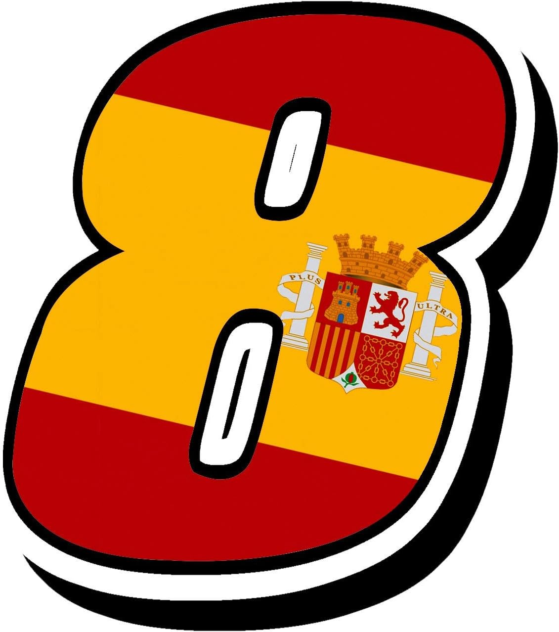 Biomar Labs® 1 x Vinyl Spain Flag Sticker Spanian National Auto Moto Motocross Motosport Start Racing Number 8 Rally Race Car Bike Motorcycle Tuning N 288Z