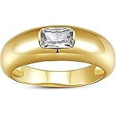 Aurelia Mae Baguette Dome Ring | CZ Set Gold Dome Ring | CZ Stacking Thick Band