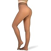 KBVOT Fleece Lined Tights Women Sheer Warm Pantyhose Leggings Fake Translucent Thermal Winter Thick Tights for Dresses