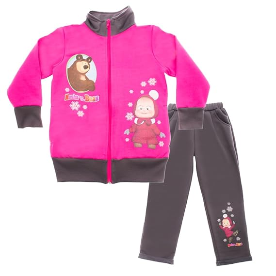 Kleines Kleid Mascha und der Bär Mädchen Sport-Anzug, GEFÜTTERT, zweiteilig, Sweat-Jacke mit Langer Hose, GRÖSSE 92, 98, 104,