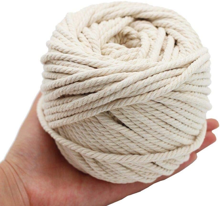 Xinger Macrame Rope Twisted String Cotton Cord For Handmade Natural Beige Rope Accessories,3mm 150M