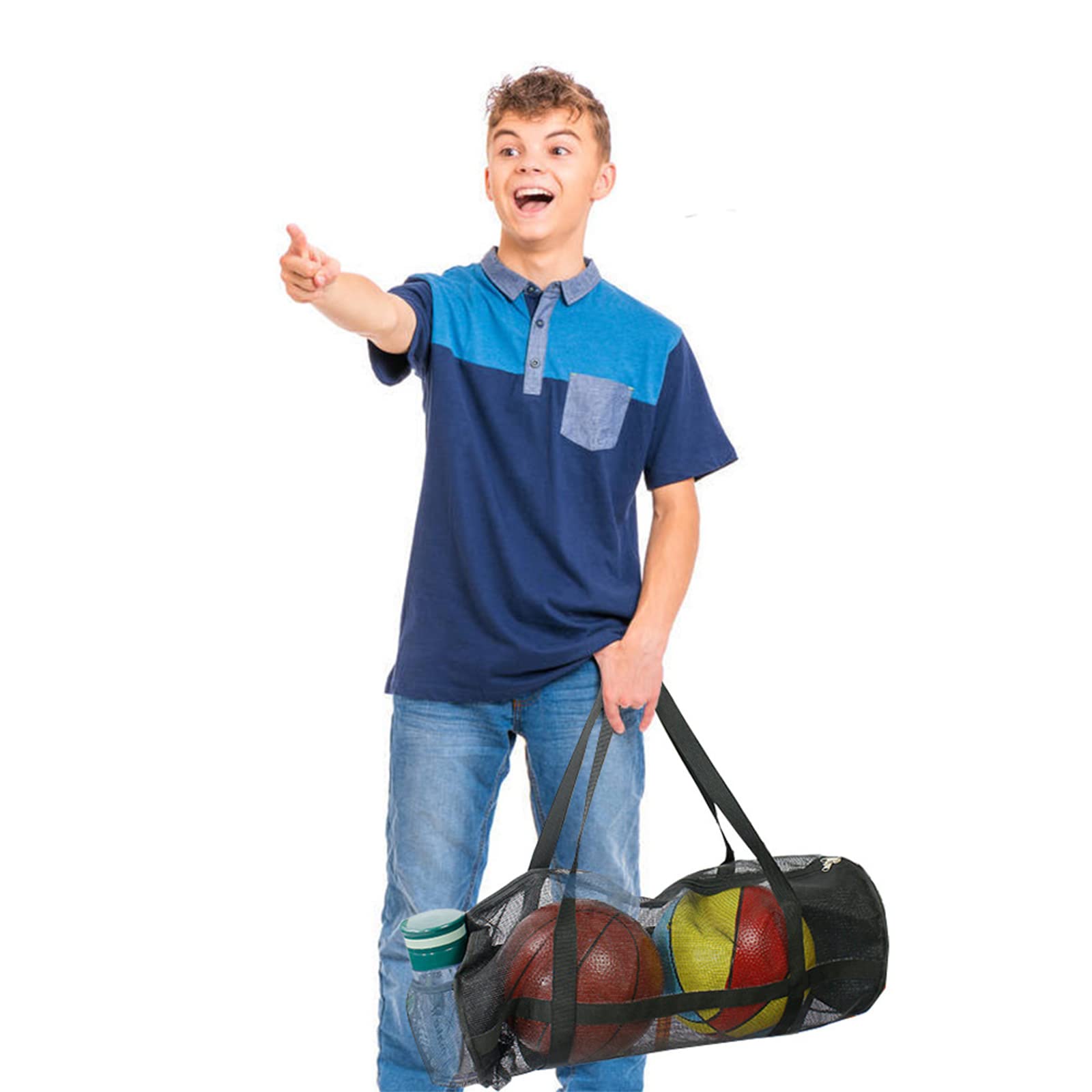 2 Soccer Ball Bag Mesh Ball Tubular Bag Football Sack Basketball Carrying Net Bag Larger Capacity Ball Bag Rugby Net Ball Bag Holder Breathable Sports Carrier Bag Ball Storage Bag for Volleyball