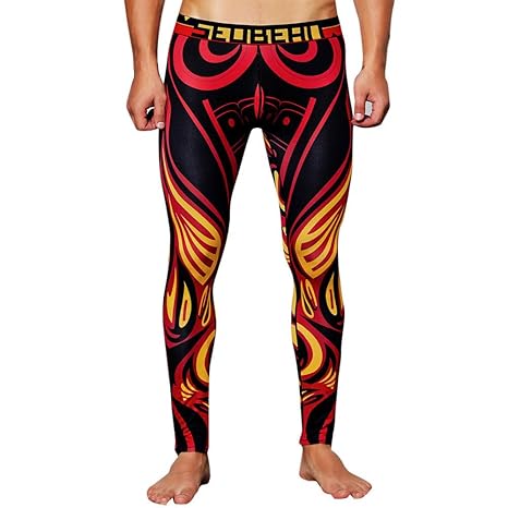 Xmiral Herren Unterwäsche Hose Print Atmungsaktiv Sport Leggings Lange Unter Hosen