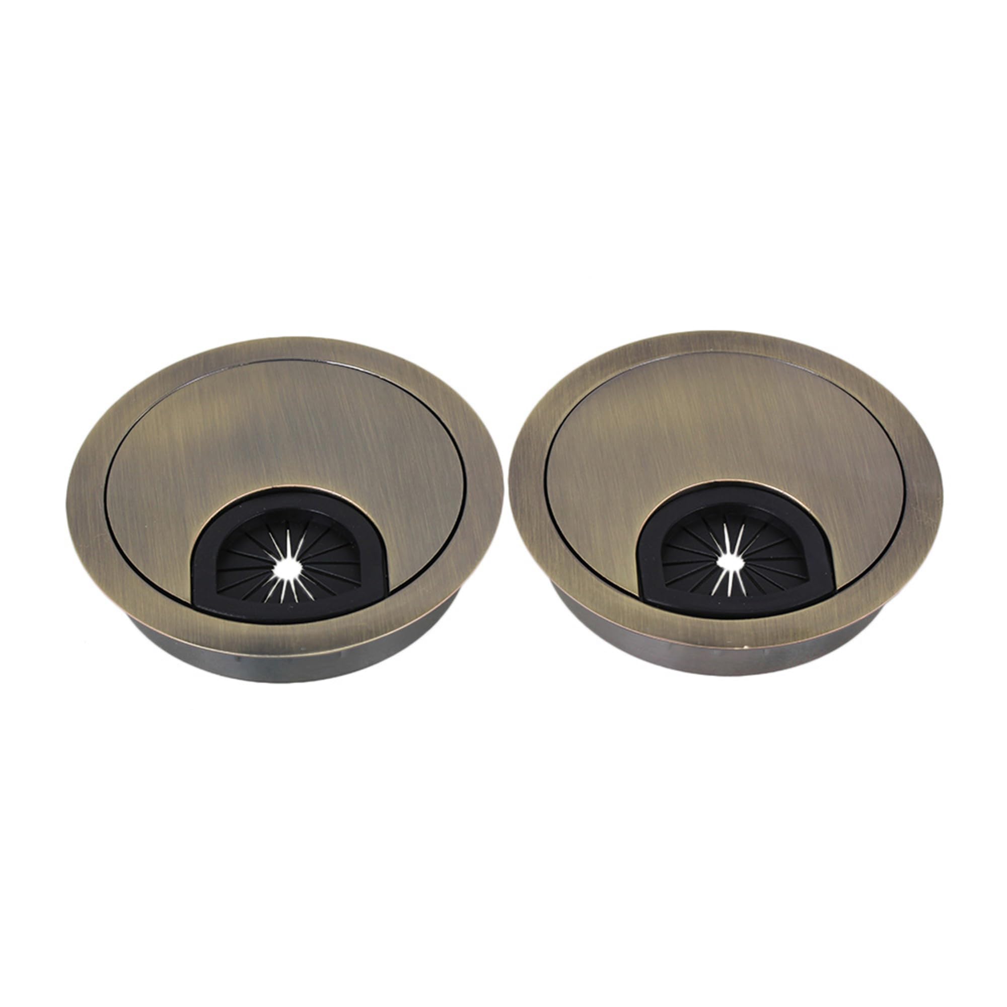 60mm Hole Bronze Zinc Alloy Computer Desk Grommet Table Cable Tidy Wire Hole Cover Set of 2