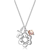 AOBOCO 925 Sterling Silver I Am a Child of God Daisy Necklace Jewelry Birthday Birthday Baptism Communion Gifts for Girls