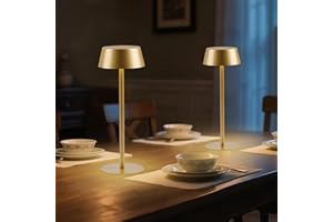 Halostorms 2 Pack Cordless Table Lamp, 50h Runtime, Metal, 3 Color Dimming Rechargeable Battery Operated Desk Lamp, IPX4 Waterproof Wireless Outdoor Table Lamp for Dinner/Restaurant/Bedroom/Cafe