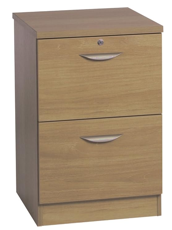 B2DFINEO English Oak Two Drawer Filing Home Office Furniture UK Fitted Effect Desk