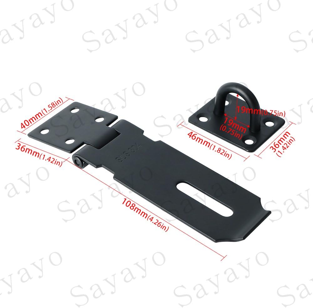 Sayayo Hasp and Staple Shed Lock Padlock Hasp Door Lock Gate Latch 4 Inches - Image 4