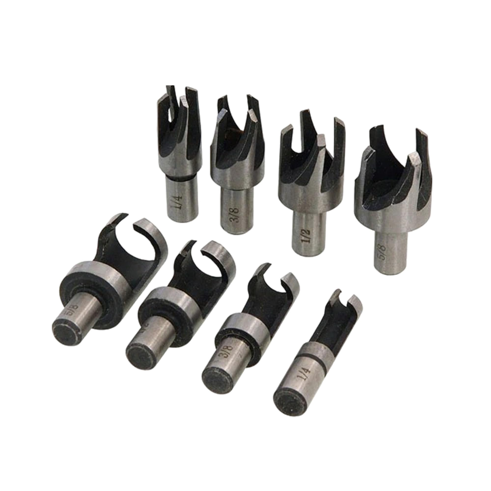 Neilsen CT0488 8pc Wood Plug Cutting Set - Carbon Steel, 1/4" to 5/8" Sizes, Includes Wooden Case for Storage