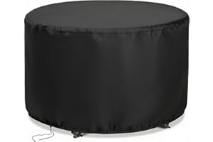 Jungda Round Patio Bar Height Table and Chair Cover, 73 Inch, Waterproof, Oxford Fabric, Black