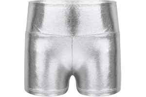 Agoky Kids Girls Shiny Metallic Hip Hop Jazz Dance Shorts Gymnastics Workout Yoga Booty Shorts Sports Bottoms Dancewear