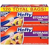 Hefty Slider Plastic Food Storage Bags (Gallon, 30 Count, Pack of 4)