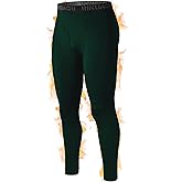 RIKUAOU Men's Thermal Underwear Bottoms, Fleece Lined Long Johns Pants with Fly, Athletic Base Layer Leggings Cold Weather