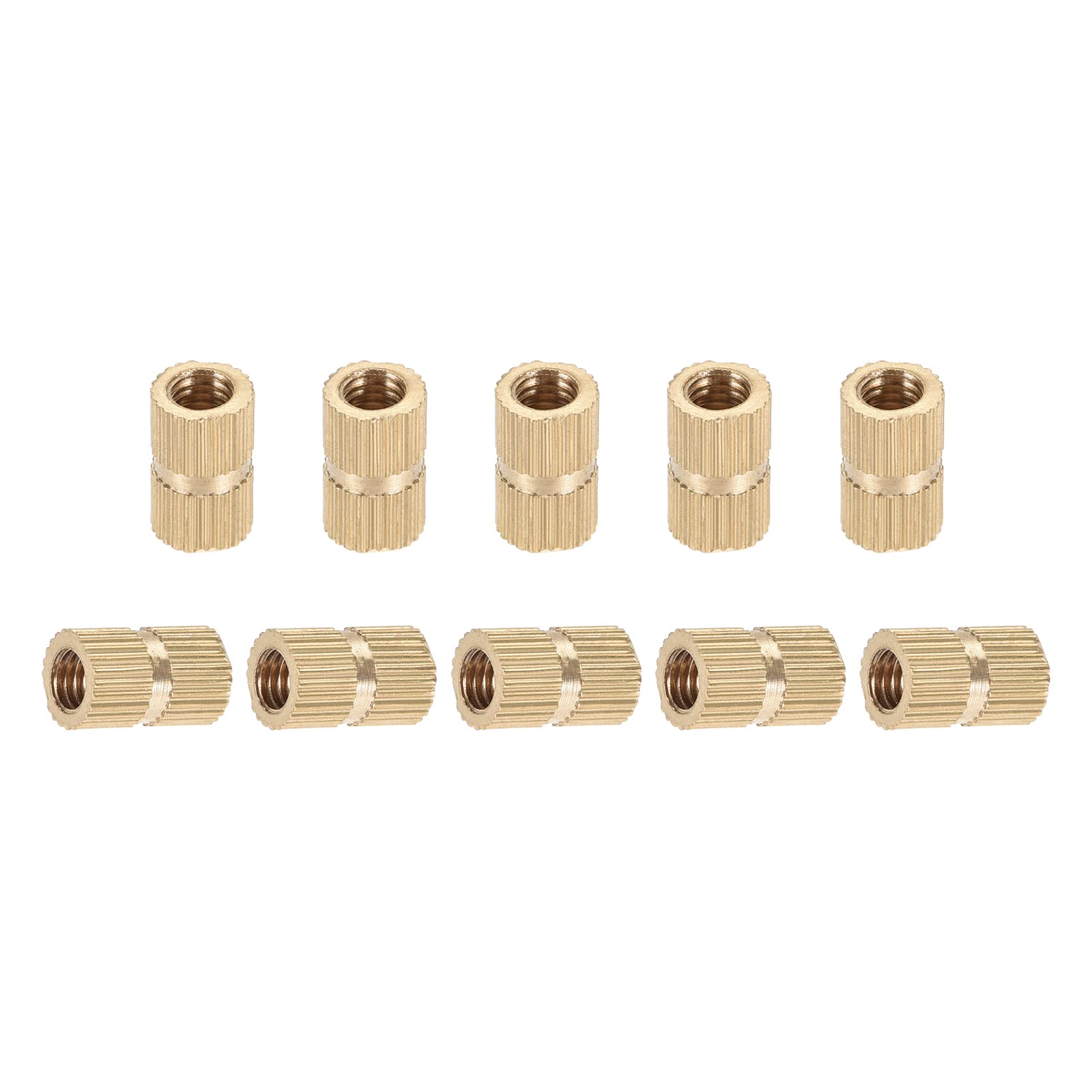 DTGN M5x12x7mm(IDxLxOD) Knurled Insert Nuts - 30 Pack - Good for Plastic Shells - Brass Female Thread Heat Set Inserts Embedment Nut