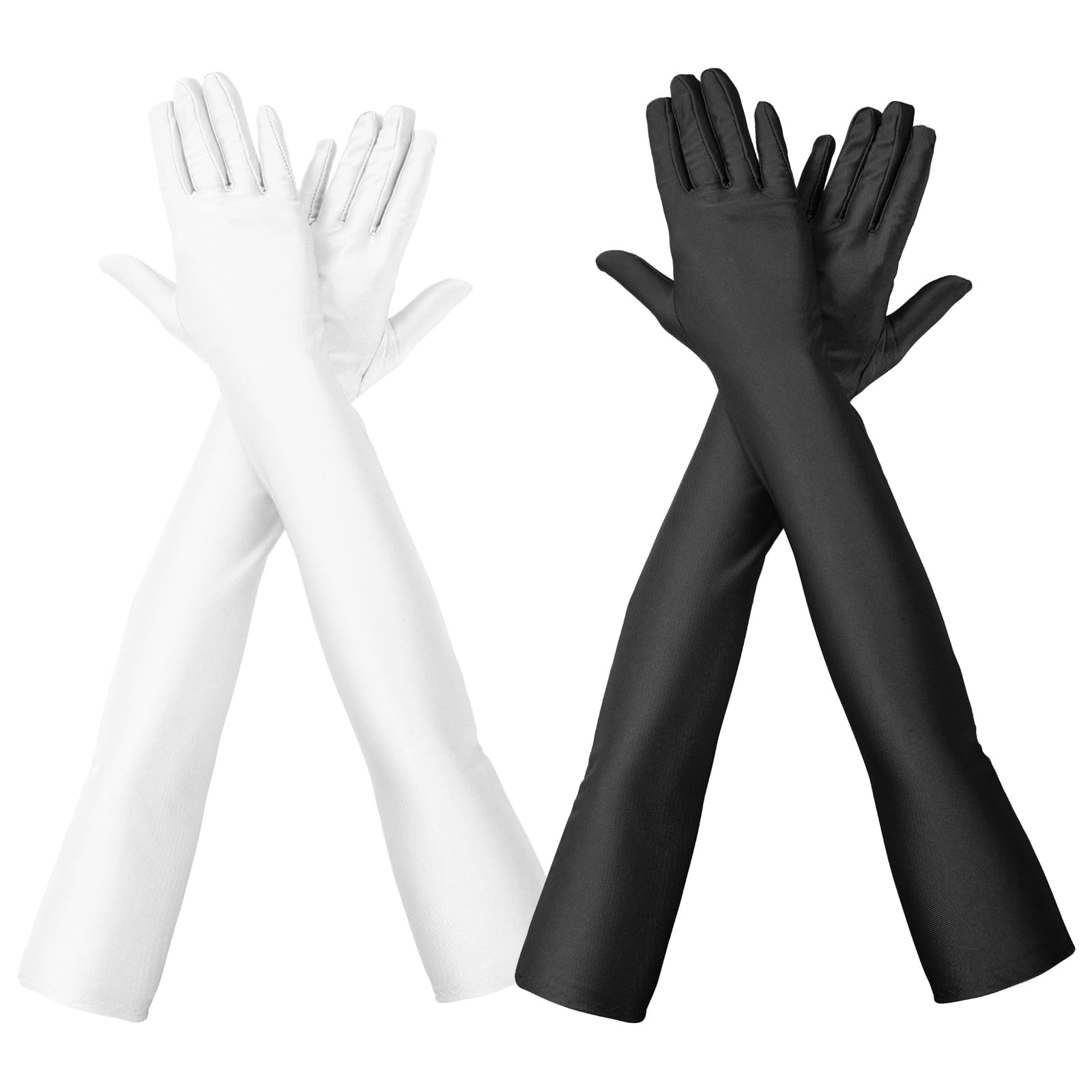 Long Black Gloves,Long White Gloves,1920s Style Dance Gloves,Elbow Satin Gloves for Wedding Prom Opera Graduation Paty