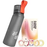 air up water bottle (22oz) for school, sports, gym | includes 5 scent pods & straw | flavored bottle in grey – also for kids, boys, girls | no calories, sugar-free and suitable for carbonation