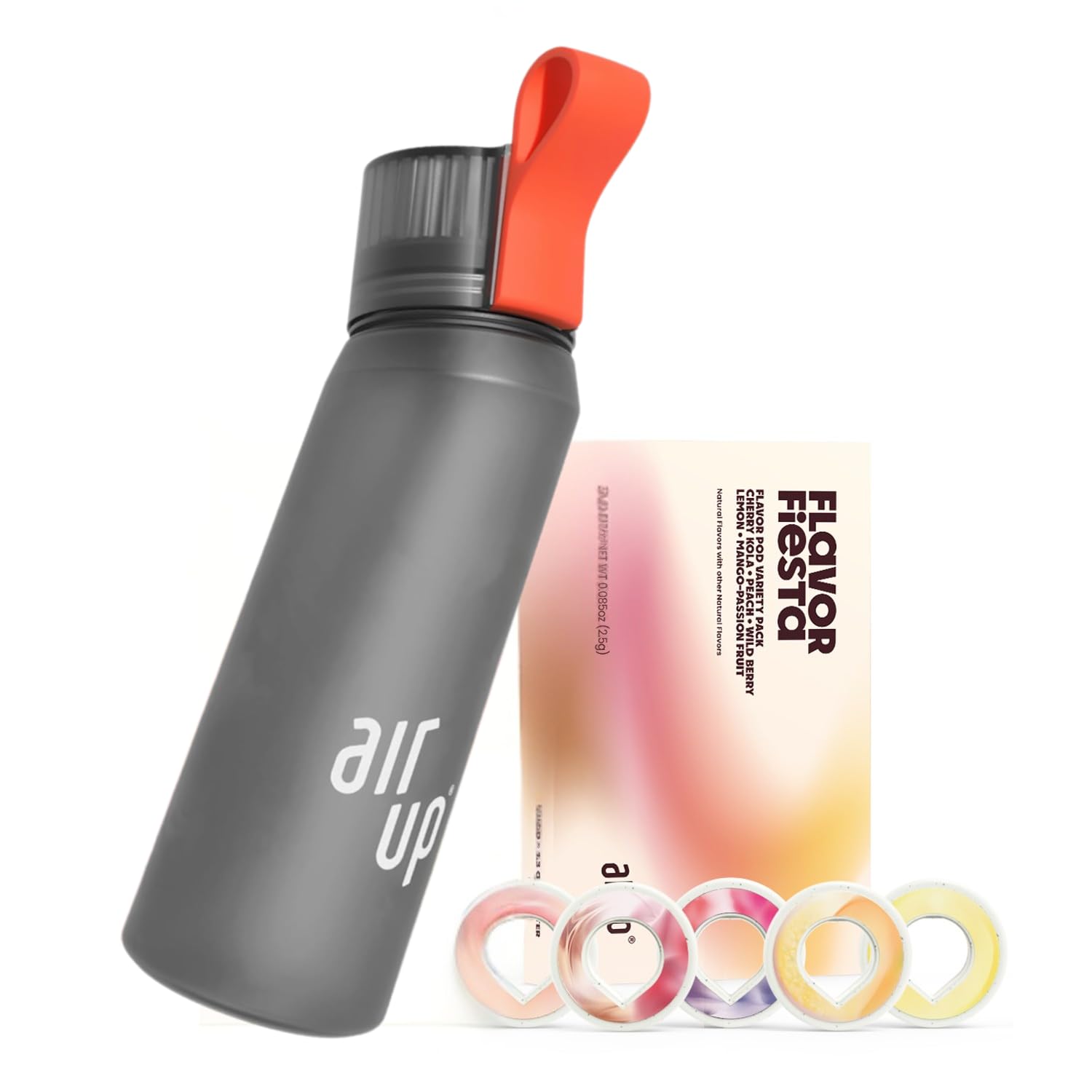 Photo 1 of ***DOESN'T COME WITH BOTTLE*** air up® water bottle (22oz) for school, sports, gym | includes 5 scent pods & straw | flavored bottle in grey – also for kids, boys, girls | no calories, sugar-free and suitable for carbonation