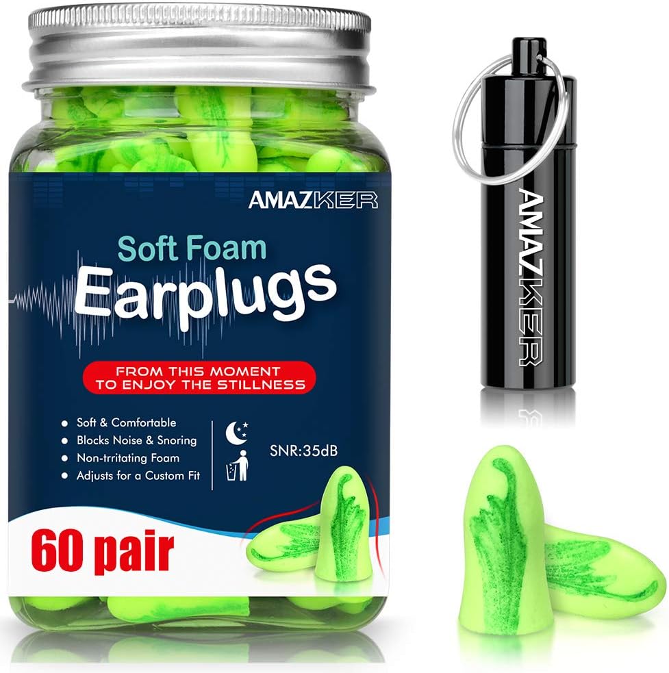 Ear Plugs for Sleep AMAZKER BellShaped Soft Foam Earplugs for Sleeping