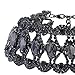 Hunputa Luxury Women Crystal Rhinestone Full Diamonds 3 Layers Collar Wide Choker Necklace Jewelry Gift (Black)