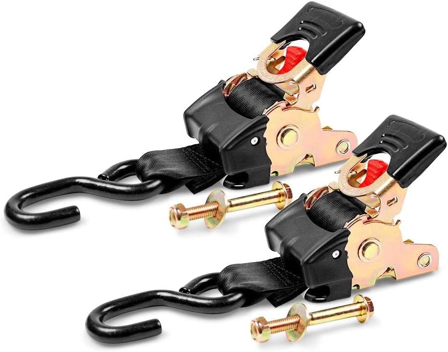 DC Cargo Bolton Auto Retractable Ratchet Straps (2 Pack) 2 Inch x 5.