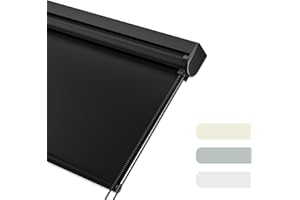 HOTSOON Blackout Shades for Windows, Color-Matched Roller Blinds, UV Protection, Thermal Insulation Fabric Room Darkening Shades for Home, Office, Black, 79" W x 72" H