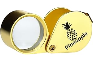 Pineapple 30X Jewelers Loupe Magnifier Foldable Pocket Magnifying Glass Small Jewelry Eye Loop for Jewelers, Gems, Diamonds, Plants, Coins (Gold)