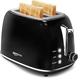 2-Slice Toasters Stainless Steel Bagel Toaster with Extra Wide Slots (Sleek Black)