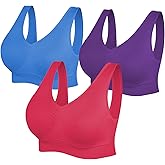 Womens Sports Bras, Yoga Comfort Seamless Stretchy Sports Bra for Women 3 Pack