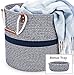 Blanket Basket Living Room – Large Woven Basket for Blankets Living Room Rope Basket Toy Basket – Blanket Storage For Living Room, Laundry, Toys, Pillows, Household Items