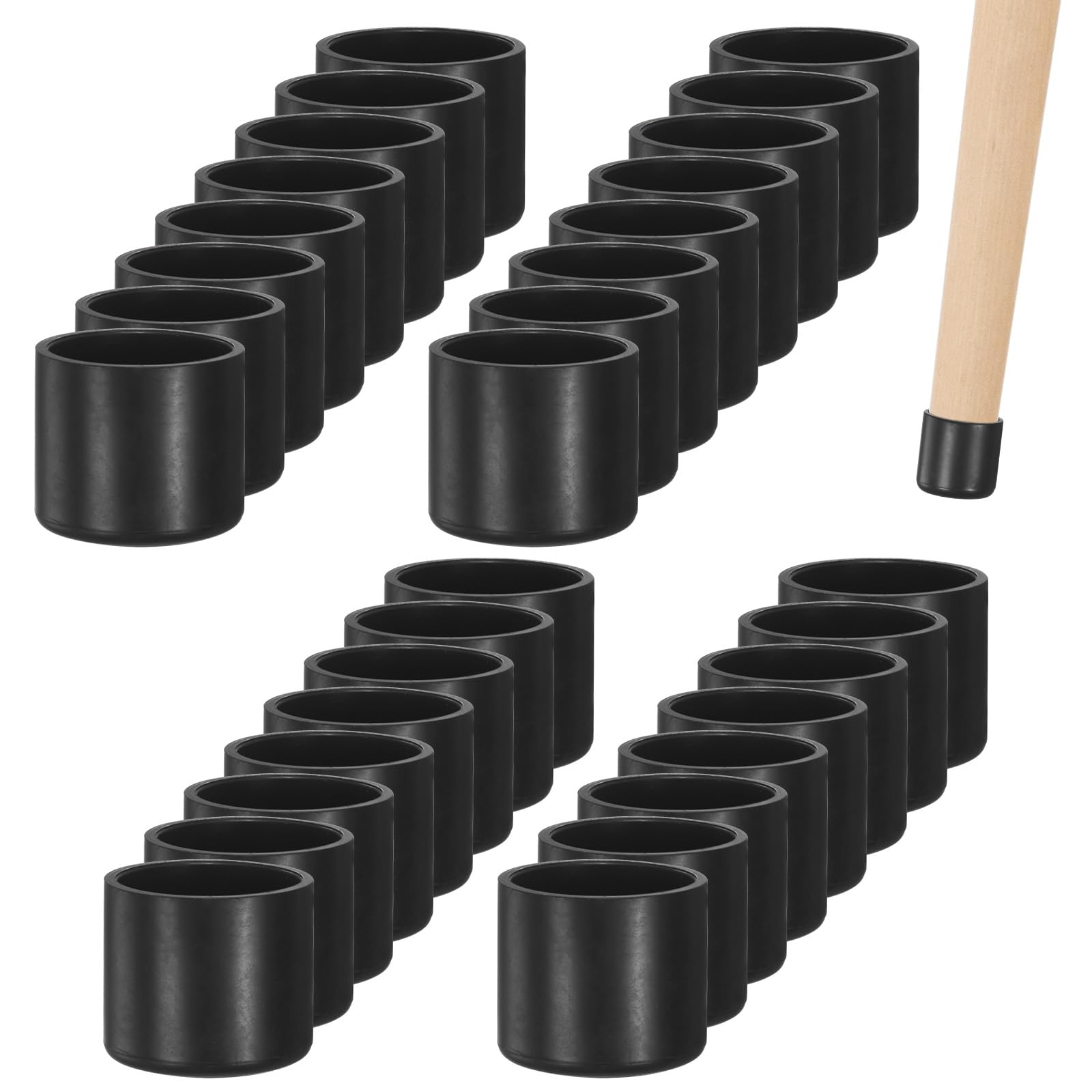 M METERXITY 32-Pack Chair Leg Caps, 7/8 Inch(22mm) PVC Chair Leg Floor Protectors for Folding Chairs/Metal Chairs/Furniture Table/Hardwood Floors, Round Non-Slip Cover End Tips [Black]