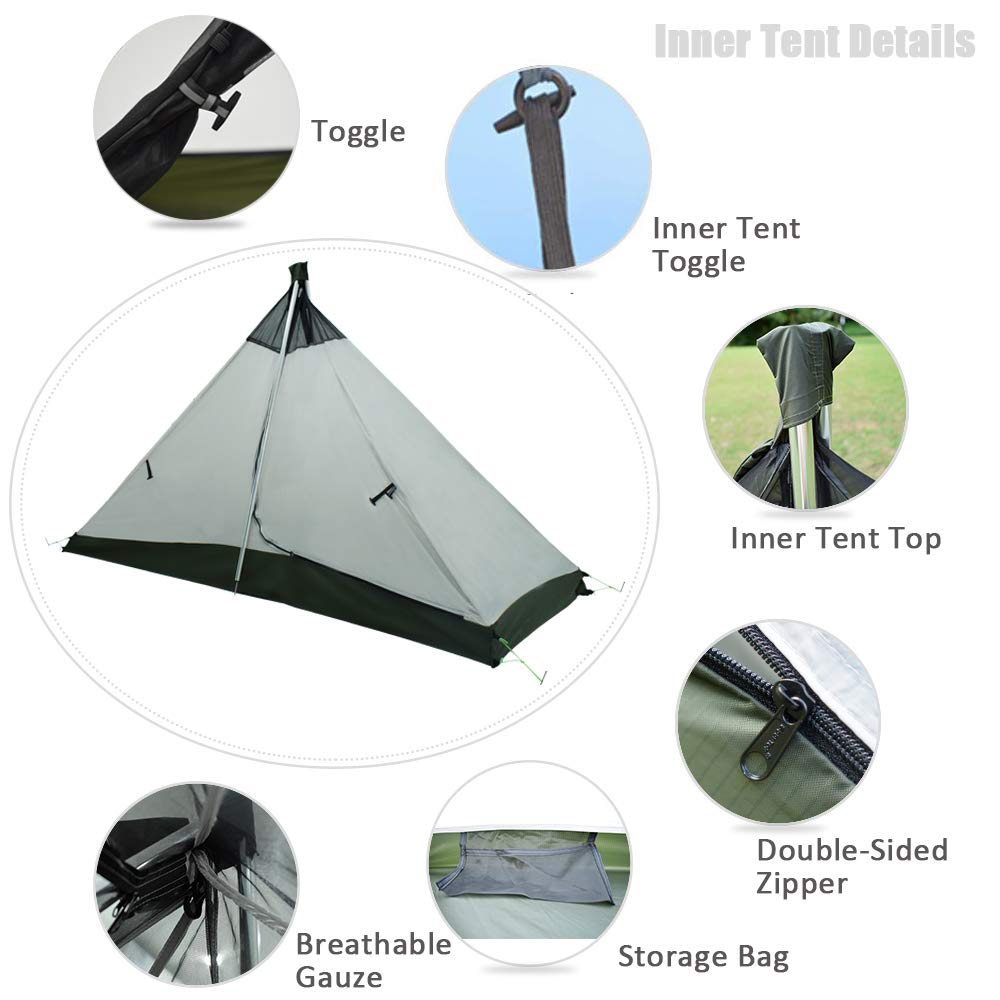 Geertop Lightweight 1 Person 4 Season Tent for Backpacking Waterproof Single Person Camping Tent