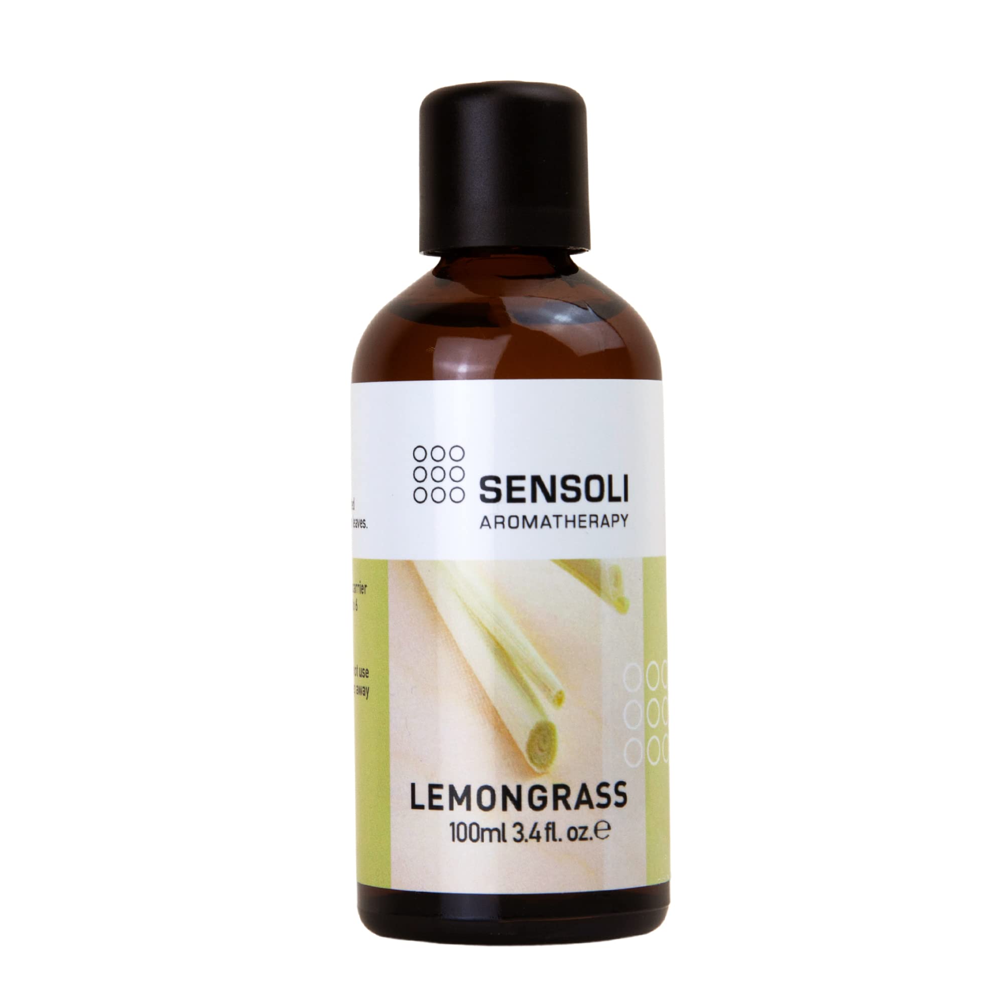 SENSOLI Lemongrass Essential Oil 100ml – 100% Pure, Amber Glass Dropper Bottle – Aromatherapy Essential Oil for Diffusers, Massage & DIY Blends