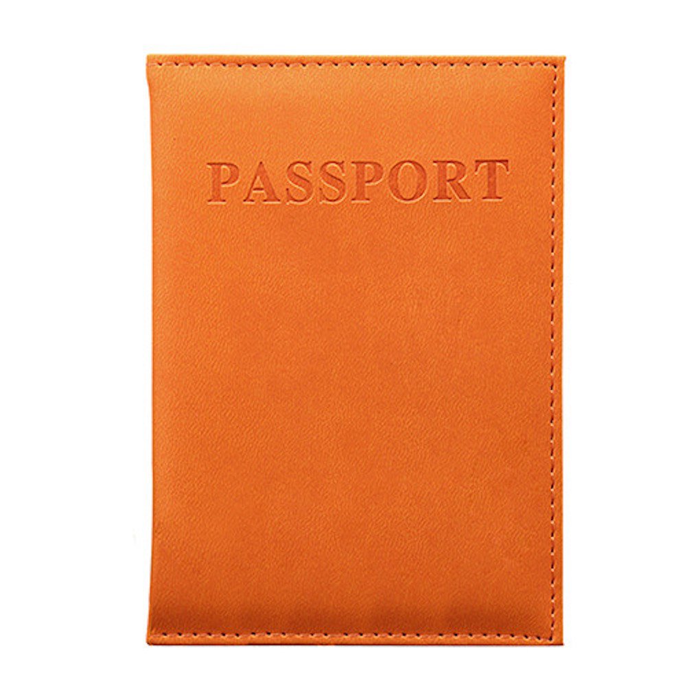 Spirtan Passport Holder Cover in Faux Leather – Slim Protective Passport Wallet with Small Inner Card Pocket, Travel Document Cover for Men and Women - Orange