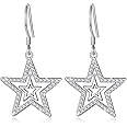 Alphm S925 Sterling Silver Double Stars Y2K Necklace & Earrings Pentagram Pendant Jewelry