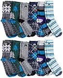 Sockbin Mens Fuzzy Socks, Holiday Gift, Non-Skid Sole, Plush, Softest