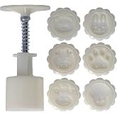 Cookie Stamp 50g, Adjustable Moon Cake Mold Set Cookie Press Mooncake Mold Cute Cookie Press with 6 Cartoon Animal Pattern Stamps for Cake Dessert