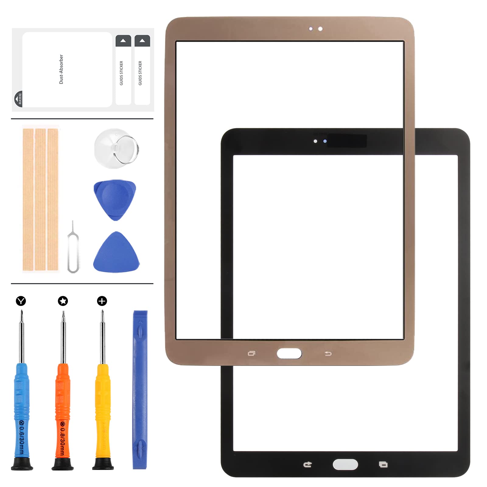 LADYSON Glass For Samsung GALAXY Tab S2 9.7 T810 T815 Front Glass Outer Panel SM-T810 SM-T815 Screen Replacement Kit with Free Repair Tools(Not Touch Screen Digitizer and Not LCD) (Brown)