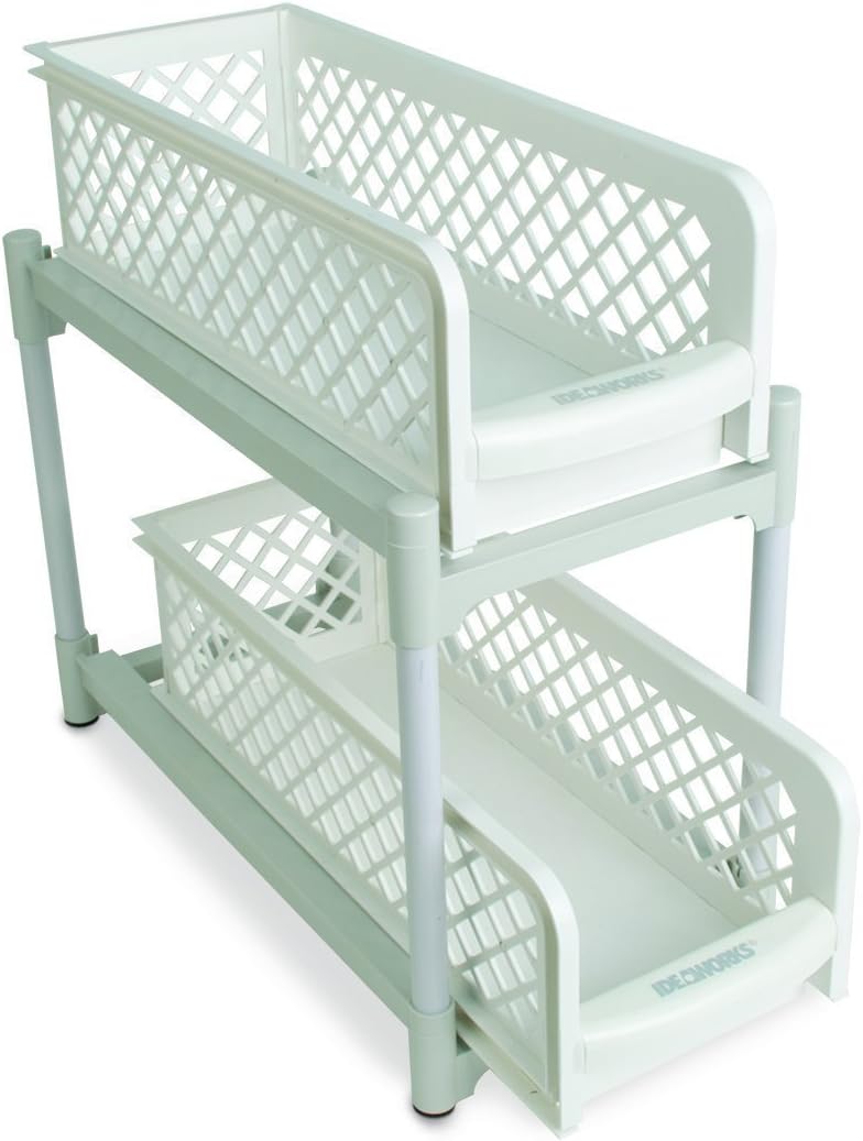 Pink Pari 2 Tier Portable Sliding Basket Drawers Storage Cabinet Box