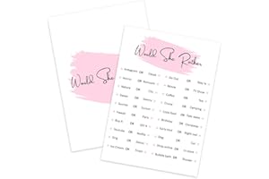 ZEDEV Would She Rather, Birthday Party Games, Girl Birthday Sleepover Party Favor, Set of 20 Games Cards, Teen Girls Birthday Supplies, Activity, Decorations -B06