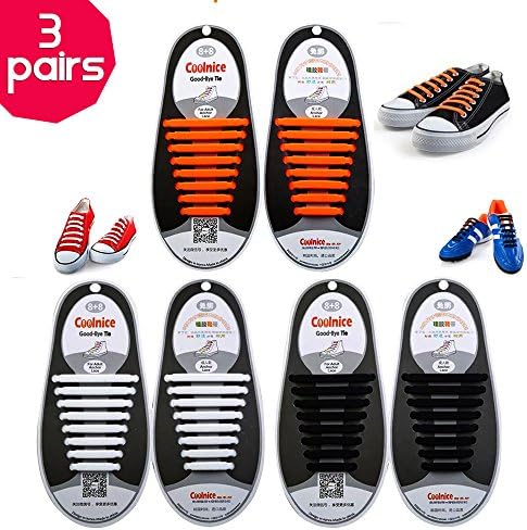 Silicone No Tie Shoelaces Waterproof Rubber Adults-Waterproof Elastic Silicone Shoe Laces for Sneakers Board Shoes Casual Shoes Dress Shoes Hiking Boots (Orange)