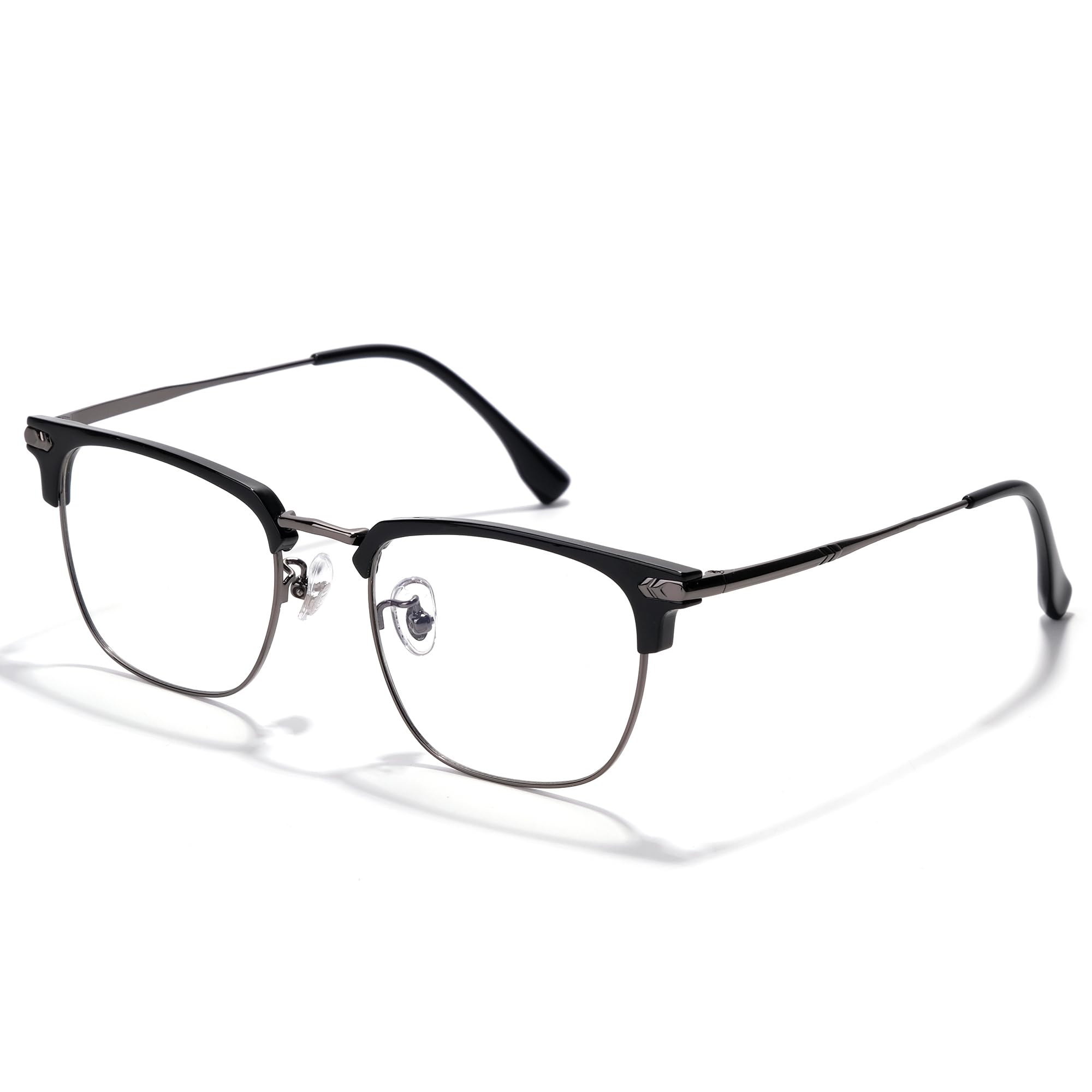 Photo 1 of ZanyLen Blue Blocker Glasses for Men Metal Browline Computer Gaming Glasses With Blue Ray Filter (Gunmetal/Black TR90 Eyeglasses)