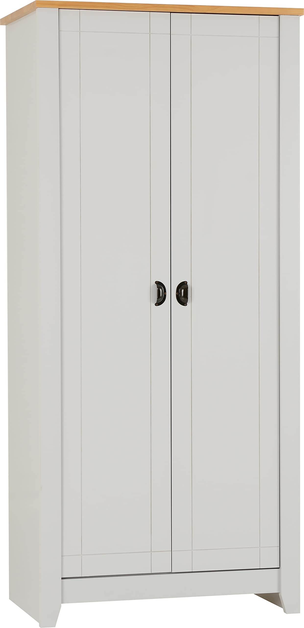 Seconique Ludlow 2 Door Wardrobe - Grey/Oak Lacquer