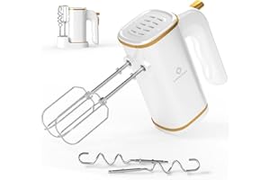 LINKChef Electric Hand Mixer, 450W Handheld Mixer with Whisk, Dough Hook and Storage Base, 5-Speed Turbo Kitchen Mixer Blender for Baking, Cakes, Eggs, Cream, Brownies